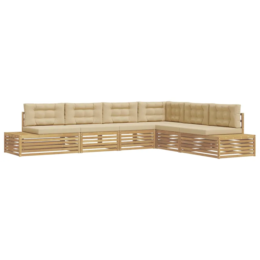 7 pcs Ensemble de canapés d'extérieur Polyester Blanc - 2