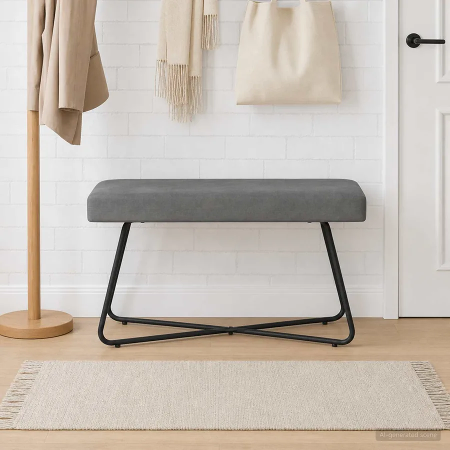 banc Gris foncé 80 x 40 x 45 cm Velours
