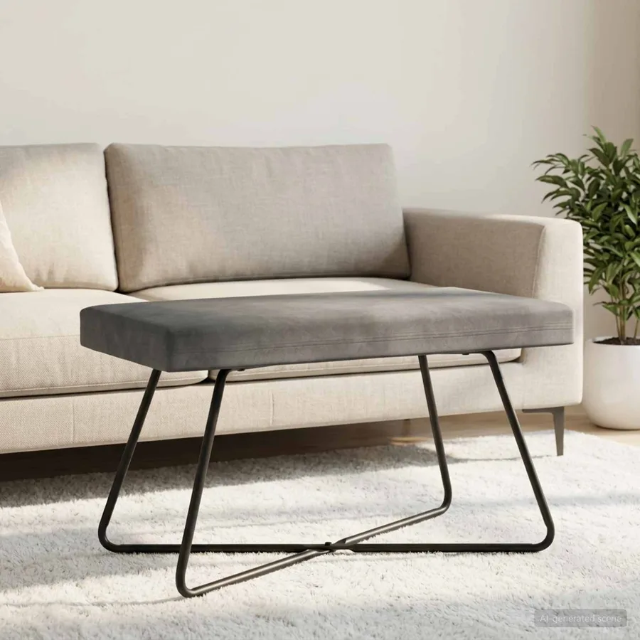 banc Gris foncé 80 x 40 x 45 cm Velours - 4