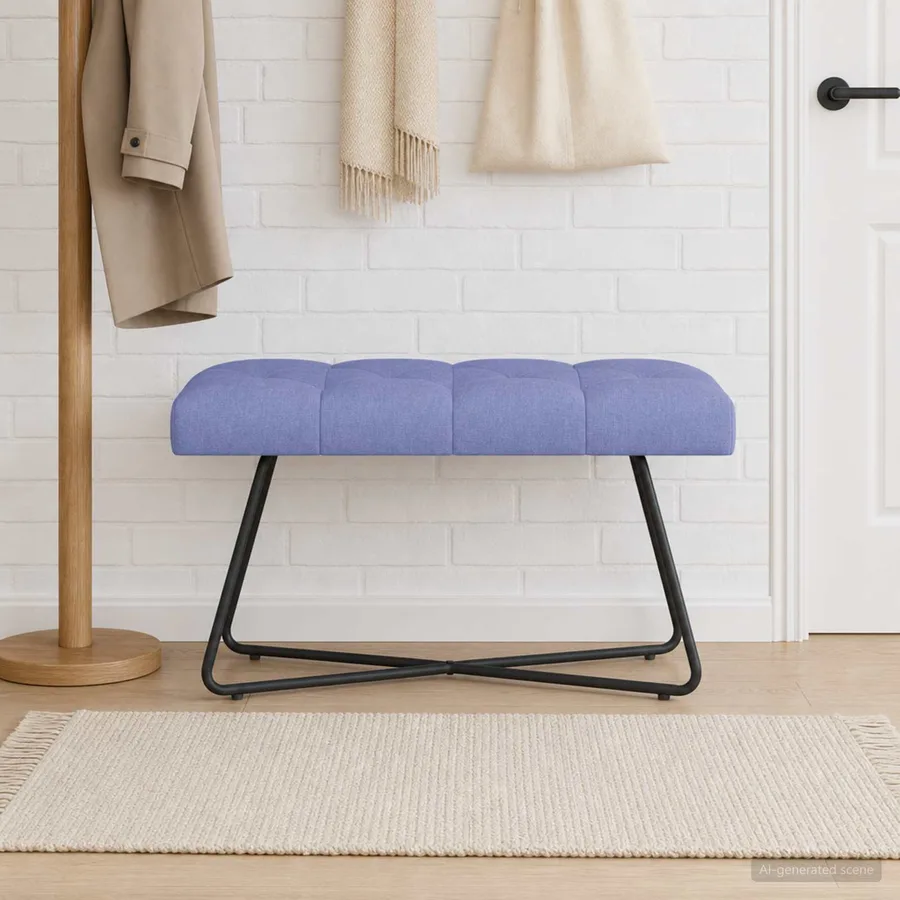Banc avec capitonnage bouton Bleu denim 80 x 40 x 46 cm Tissu - 4
