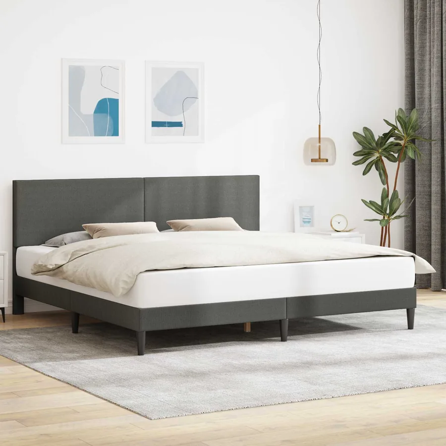 Cadre de lit Gris foncé 180 x 200 cm Tissu en velours côtelé