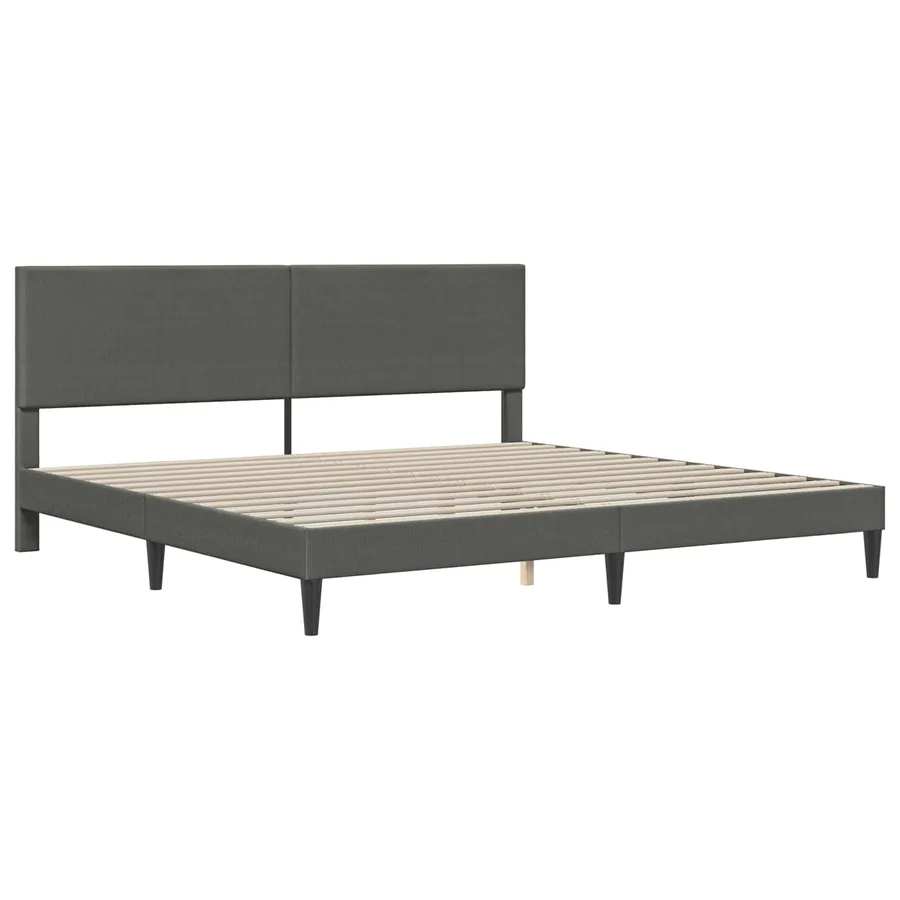 Cadre de lit Gris foncé 180 x 200 cm Tissu en velours côtelé - 4