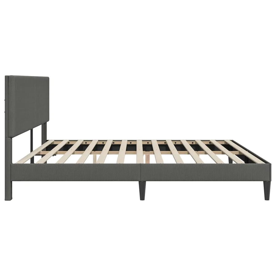 Cadre de lit Gris foncé 180 x 200 cm Tissu en velours côtelé - 6