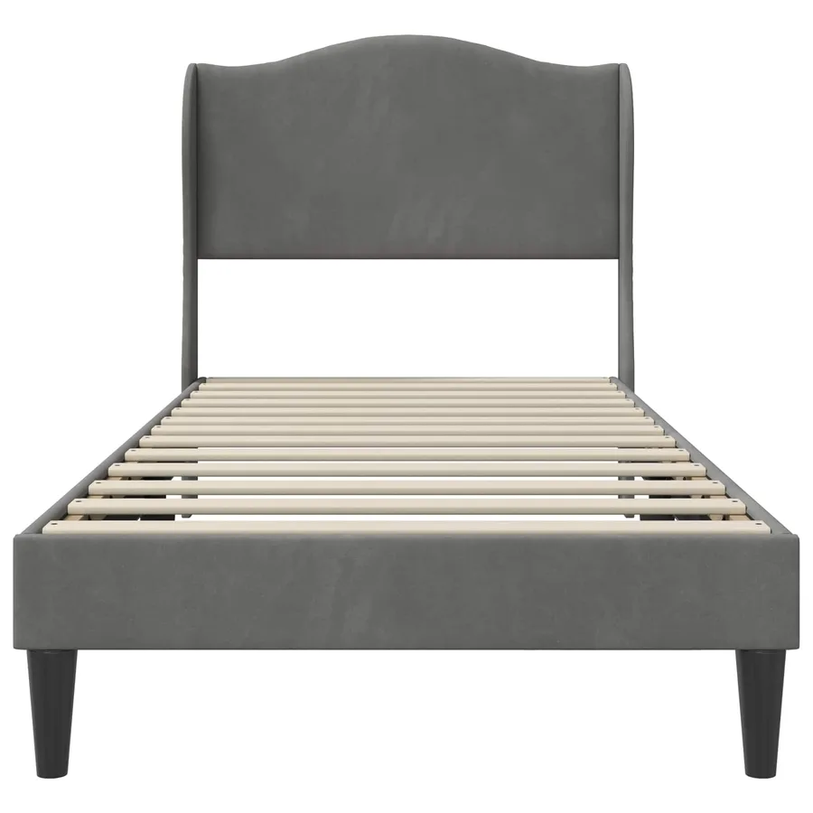 Cadre de lit avec tête de lit Gris foncé 90 x 200 cm Velours - 4