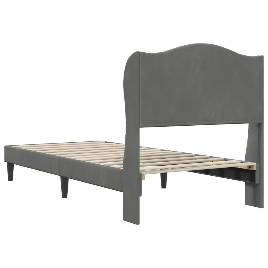 Cadre de lit avec tête de lit Gris foncé 90 x 200 cm Velours - 6