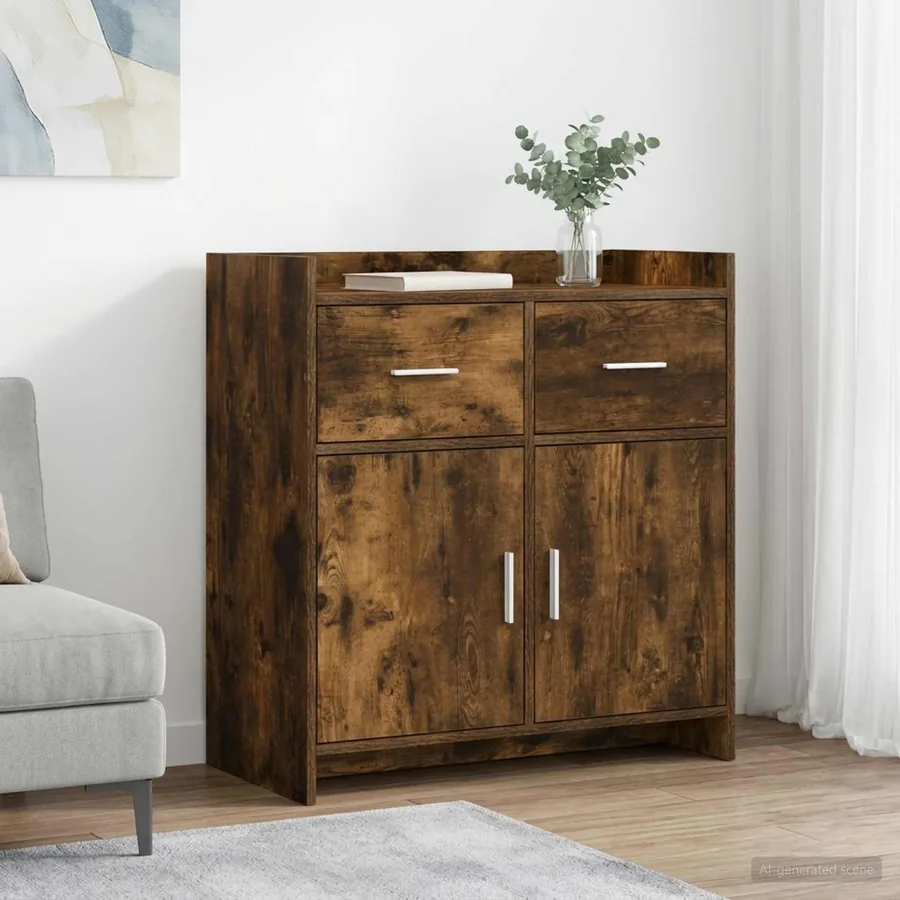 Buffet Chêne fumé 75 x 36 x 80 cm Bois d'ingénierie