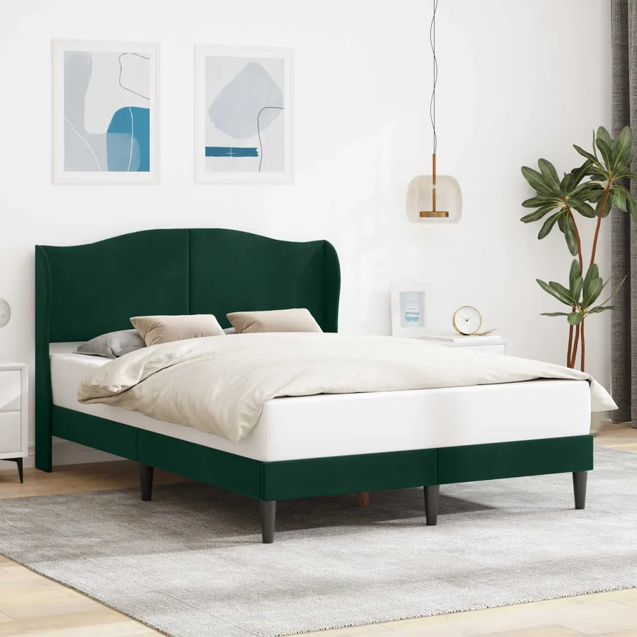 Cadre de lit avec tête de lit Vert foncé 120 x 200 cm Velours