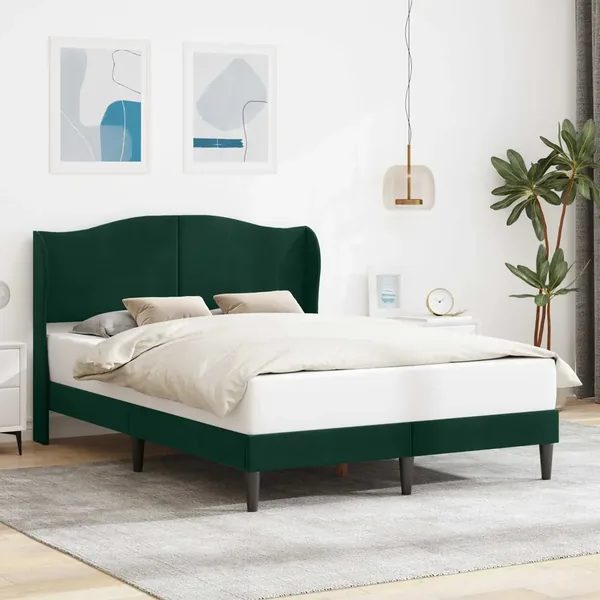Cadre de lit avec tête de lit Vert foncé 120 x 200 cm Velours