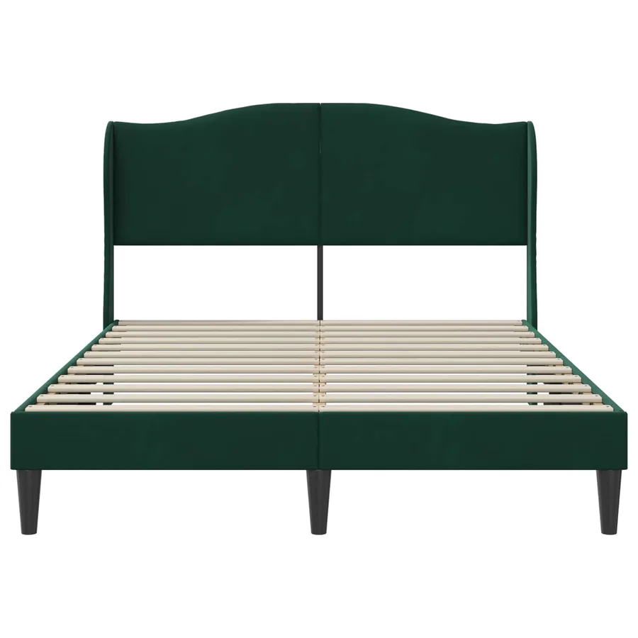 Cadre de lit avec tête de lit Vert foncé 120 x 200 cm Velours - 4