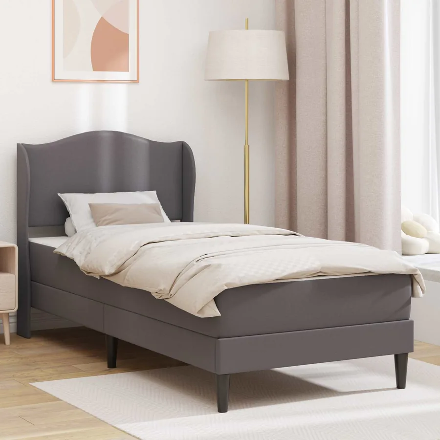 Cadre de lit avec tête de lit Gris 90 x 190 cm Simili cuir
