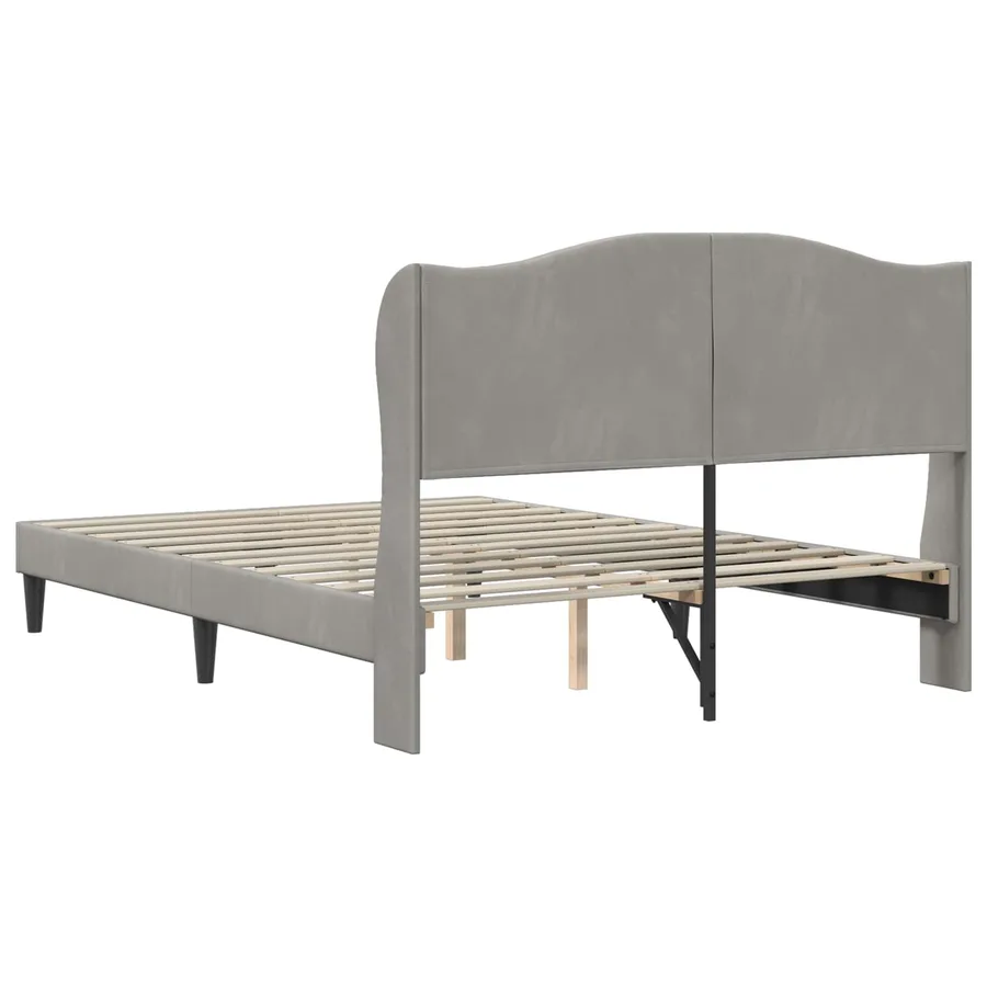 Cadre de lit avec tête de lit Gris clair 120 x 200 cm Velours - 6