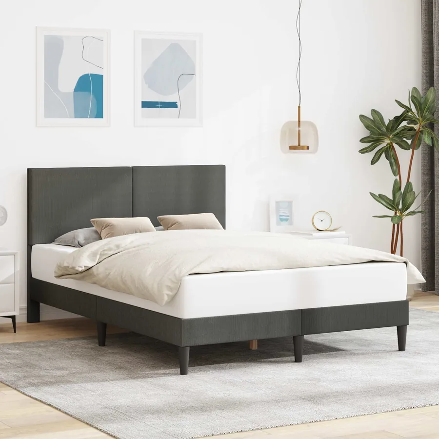 Cadre de lit Gris foncé 140 x 200 cm Tissu en velours côtelé
