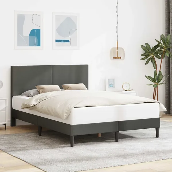 Cadre de lit Gris foncé 140 x 200 cm Tissu en velours côtelé