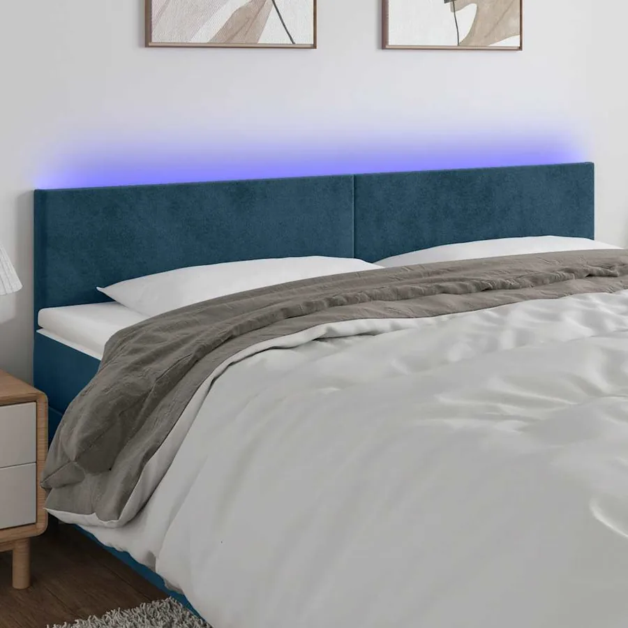 Tête de lit à LED Bleu foncé 180x5x78/88 cm Velours