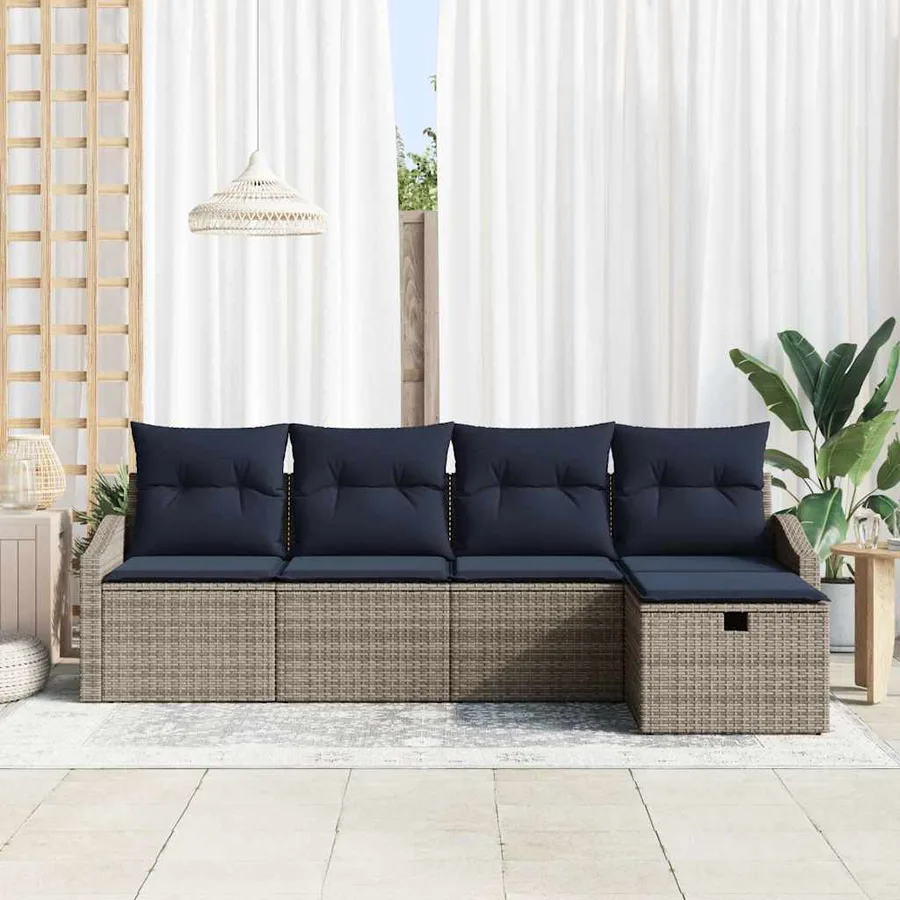 Ensemble de Canapés avec coussin 5 pcs polyrotin - 3