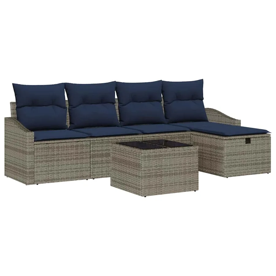 Ensemble de Canapés avec coussin 5 pcs polyrotin - 2