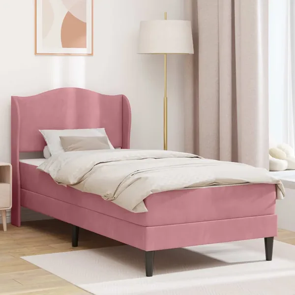Cadre de lit avec tête de lit Rose 90 x 200 cm Velours