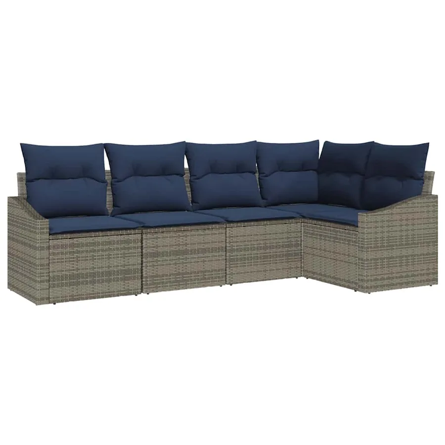 Ensemble de canapé de jardin 5 pcs Gris et bleu marine - 2