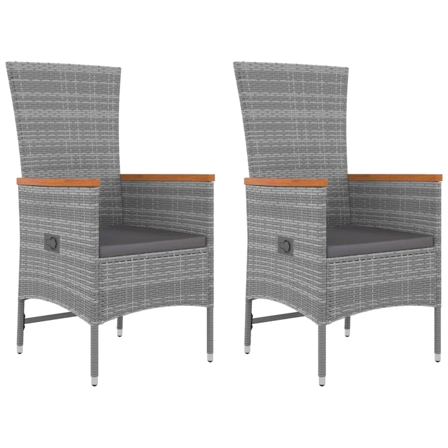 Ensemble de salon de jardin 3 pcs gris poly rotin et acacia - 4