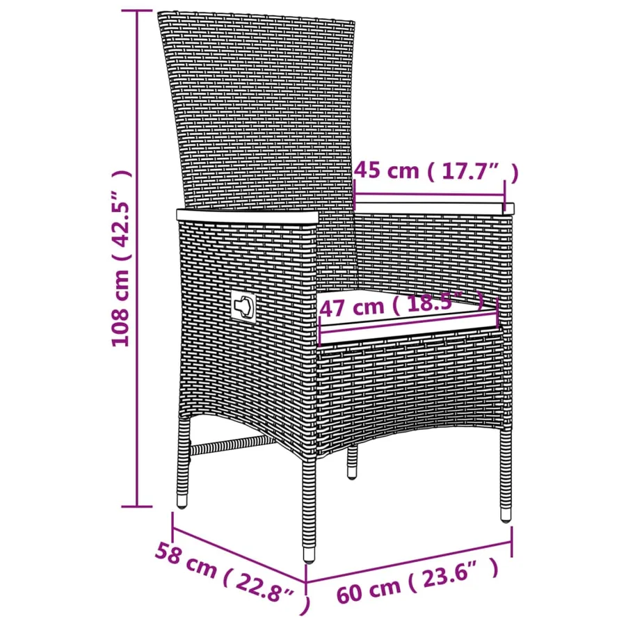 Ensemble de salon de jardin 3 pcs gris poly rotin et acacia - 6