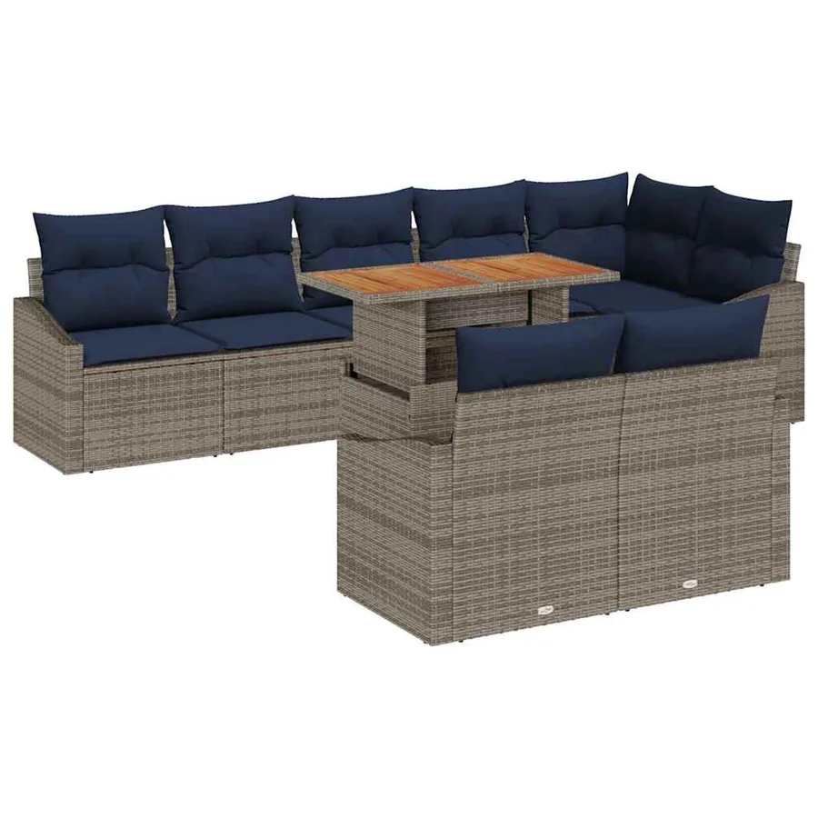 Ensemble de canapé de jardin 9 pcs Gris Poly rotin - 2