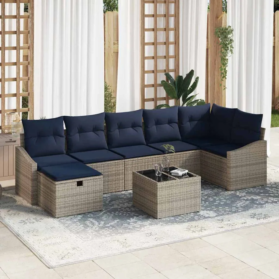 Ensemble de Canapés avec coussin 5 pcs polyrotin