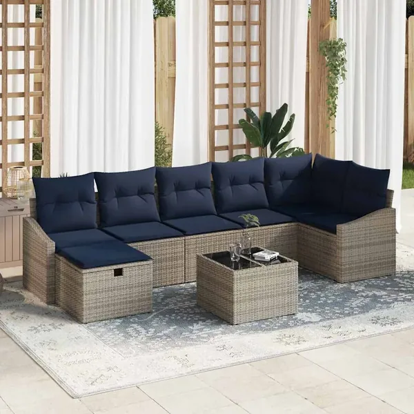 Ensemble de Canapés avec coussin 5 pcs polyrotin