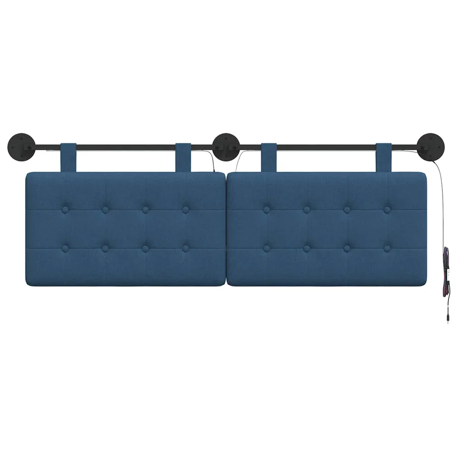 Tête de lit suspendue Avec lumière LED Bleu Tissu - 6