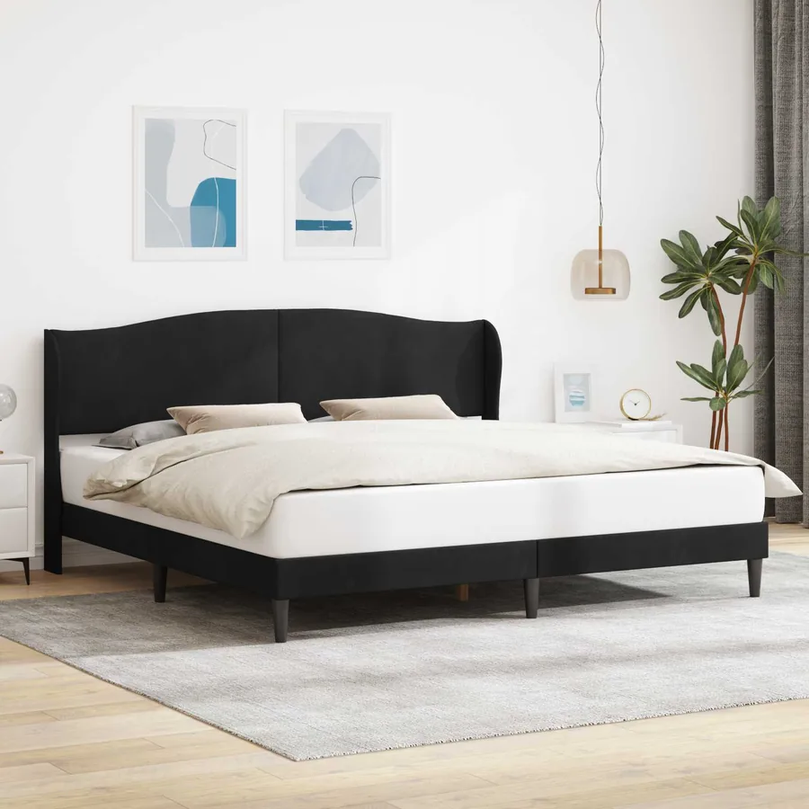 Cadre de lit avec tête de lit Noir 200 x 200 cm Velours