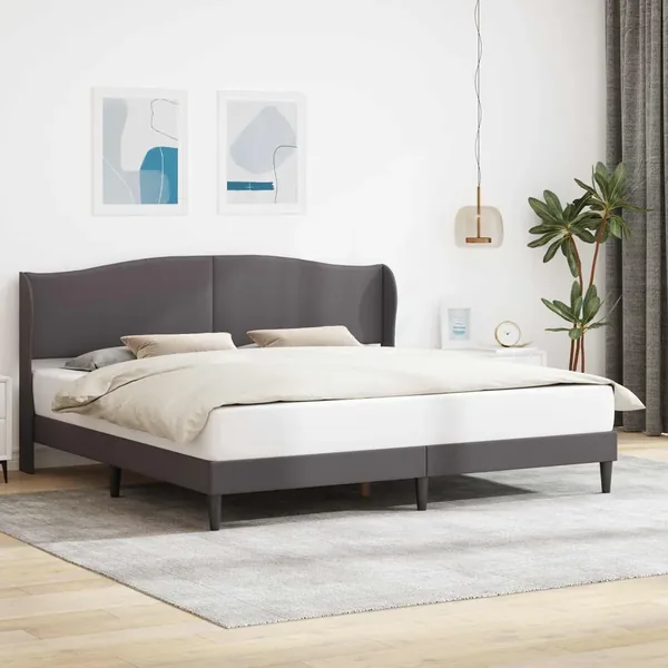 Cadre de lit avec tête de lit Gris 180 x 200 cm Simili cuir