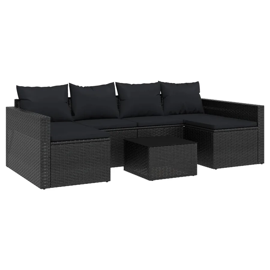 Salon de jardin 2 pcs avec coussins Noir Résine tressée - 2