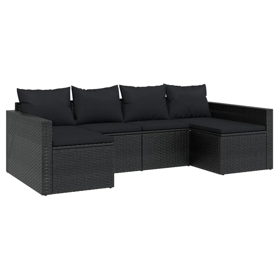 Salon de jardin 2 pcs avec coussins Noir Résine tressée - 3