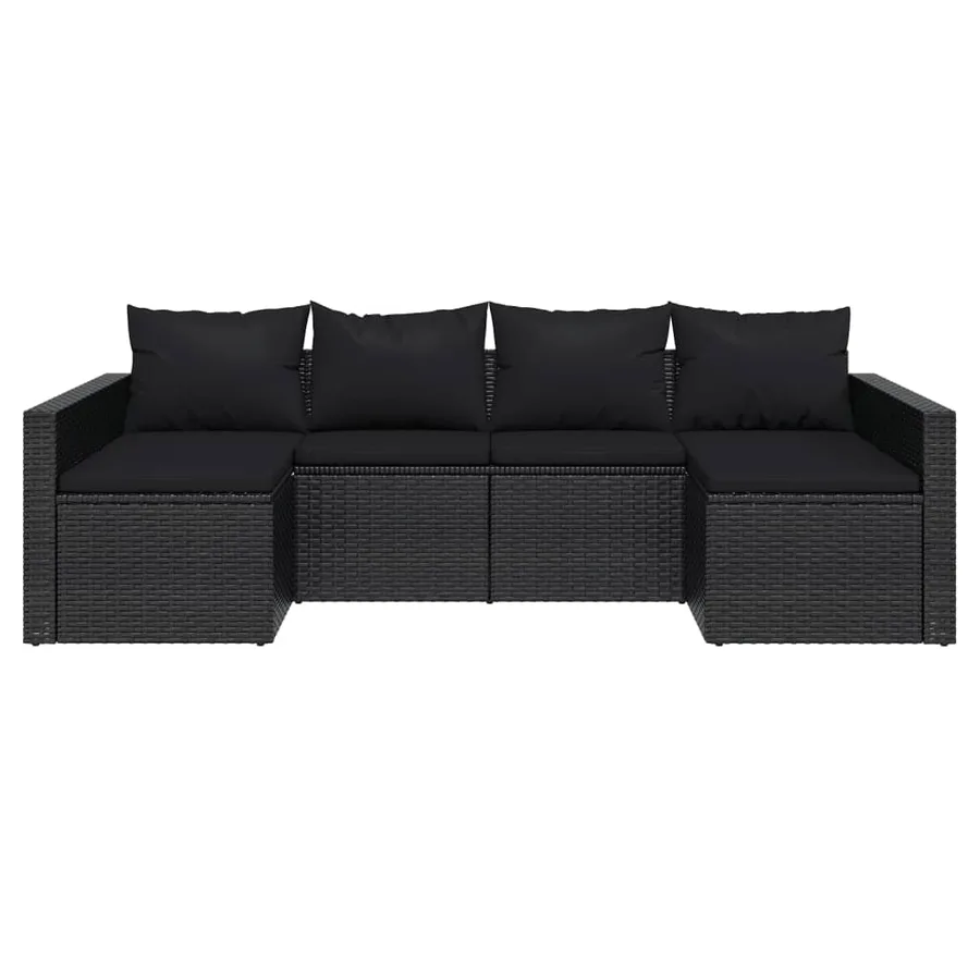 Salon de jardin 2 pcs avec coussins Noir Résine tressée - 4