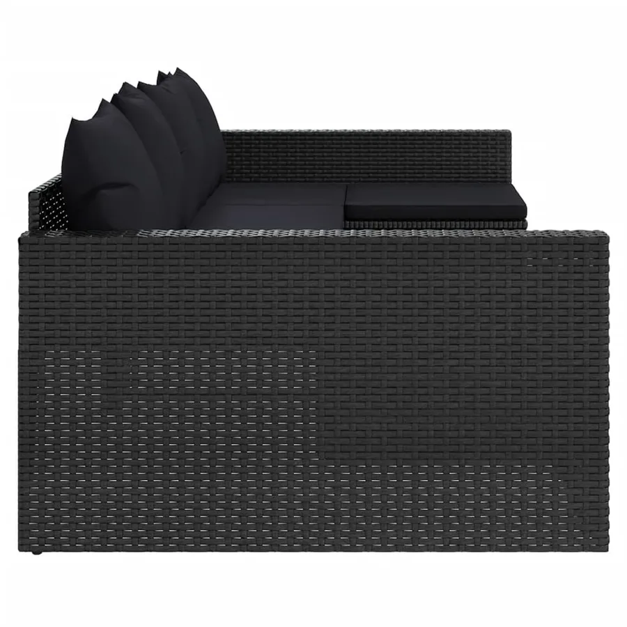 Salon de jardin 2 pcs avec coussins Noir Résine tressée - 5