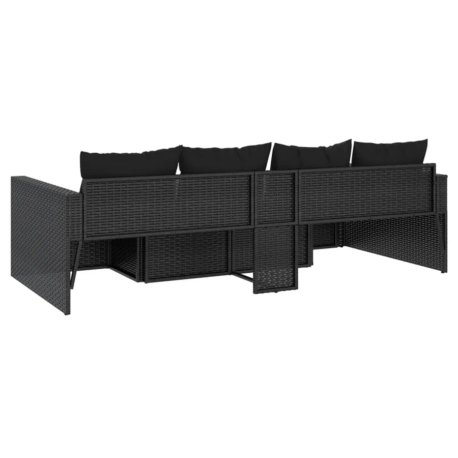 Salon de jardin 2 pcs avec coussins Noir Résine tressée - 6