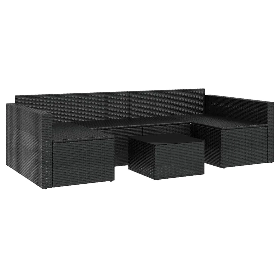 Salon de jardin 2 pcs avec coussins Noir Résine tressée - 7