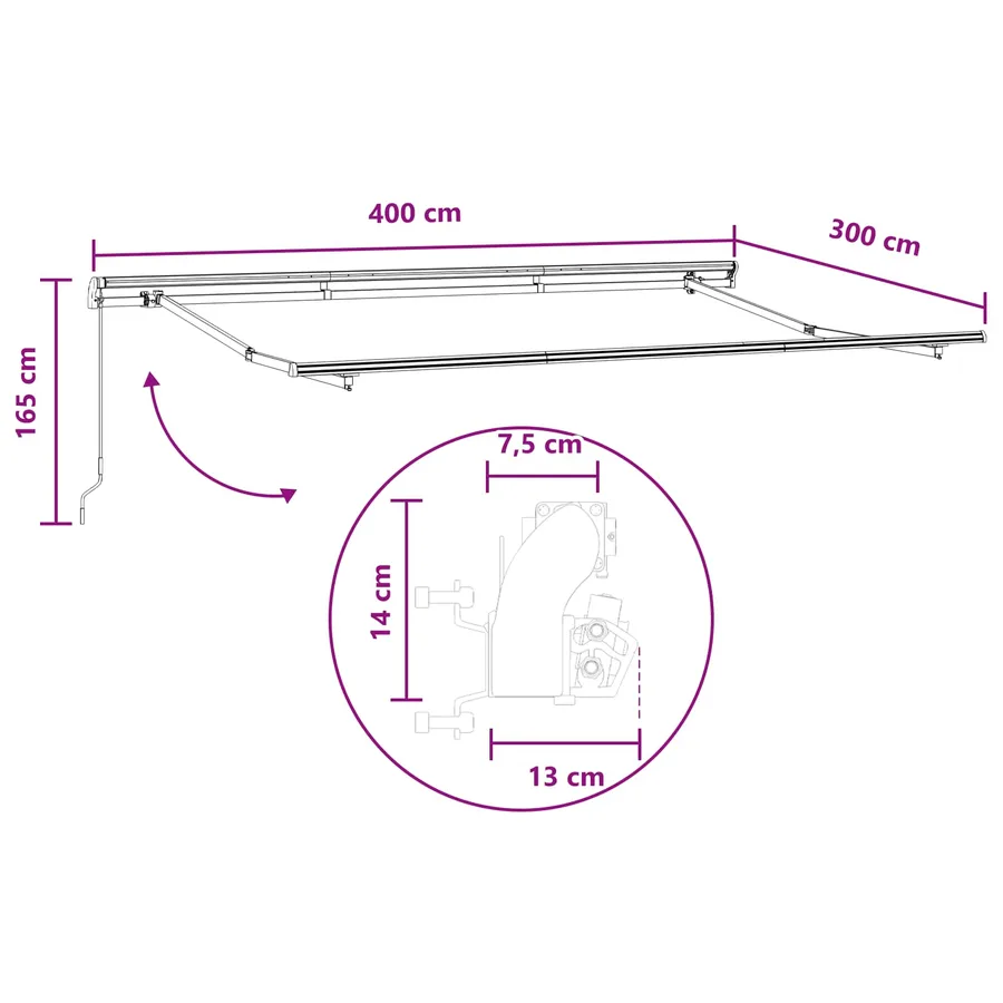 Auvent rétractable Gris clair et blanc 4 × 3 m - 7