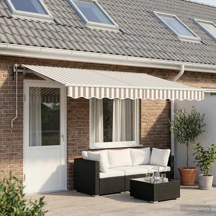 Auvent rétractable Gris clair et blanc 4 × 3 m