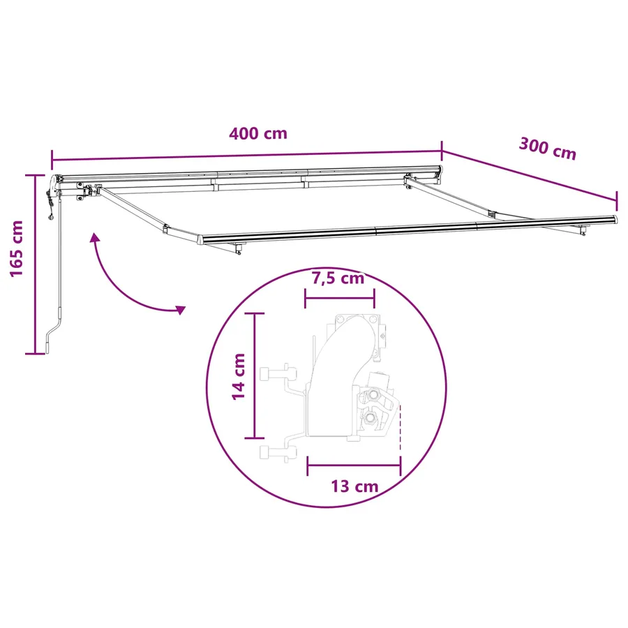 Auvent rétractable Gris clair et blanc 4 × 3 m - 8