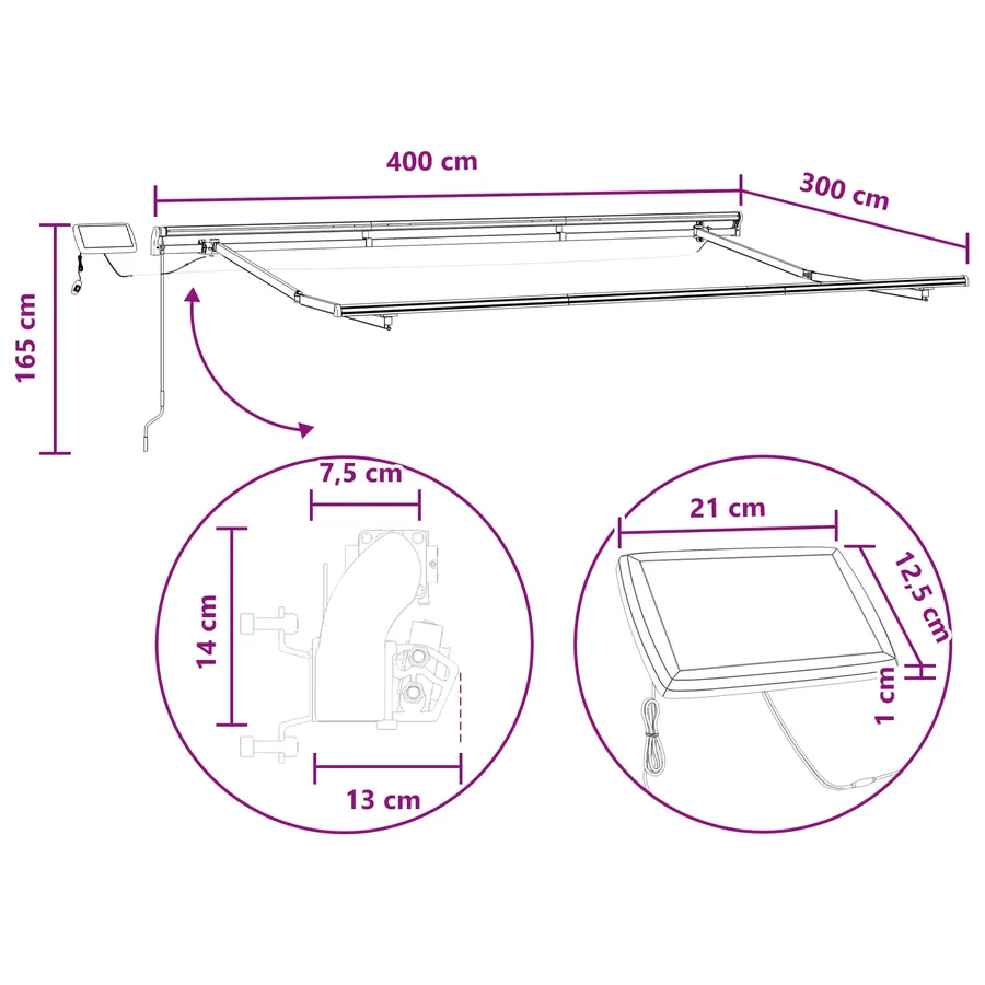 Auvent rétractable Gris clair et blanc 400 × 300 cm - 10