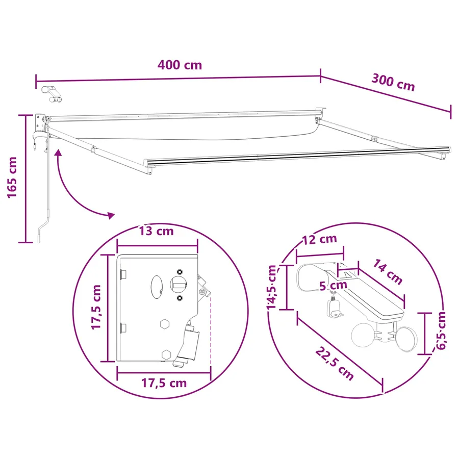 Auvent rétractable électrique Gris clair et blanc - 11