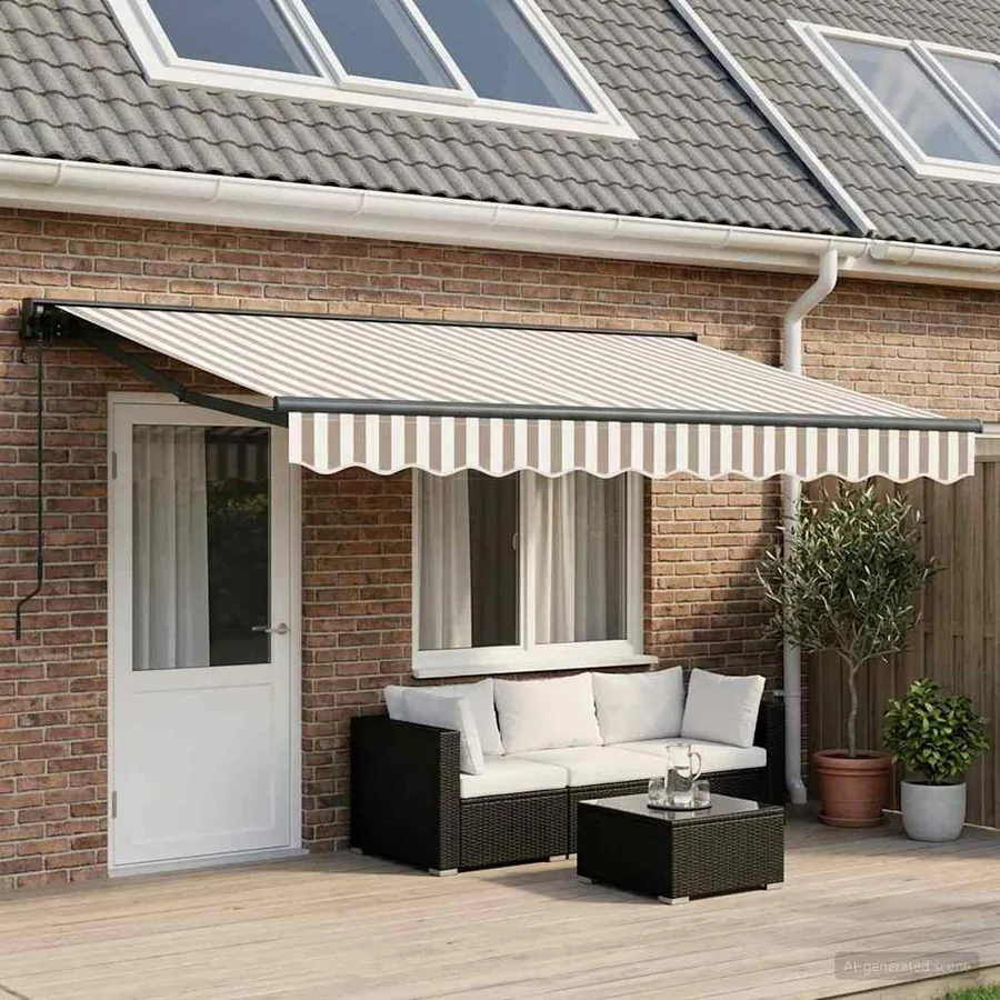 Auvent rétractable Gris clair et blanc 4 × 3 m