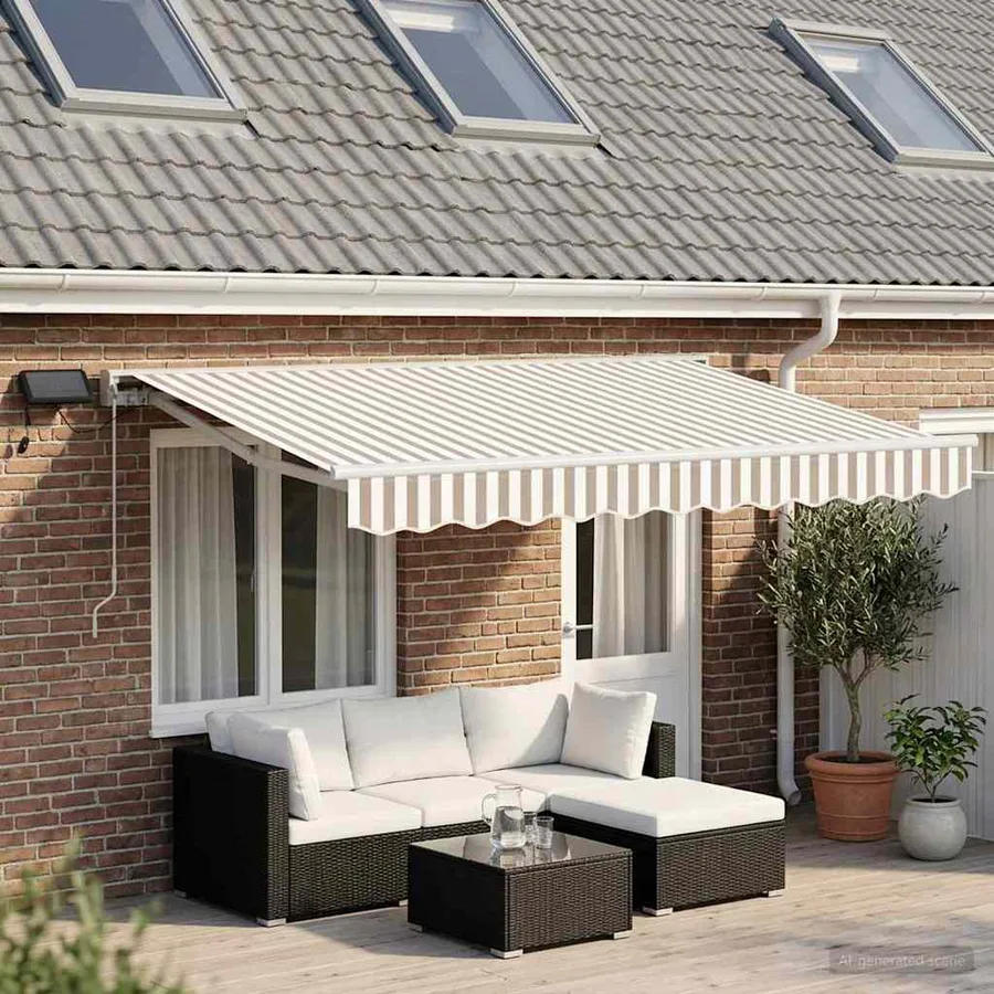 Cadre de store manuel avec LEDs Gris clair et blanc 4 × 3 m - 3