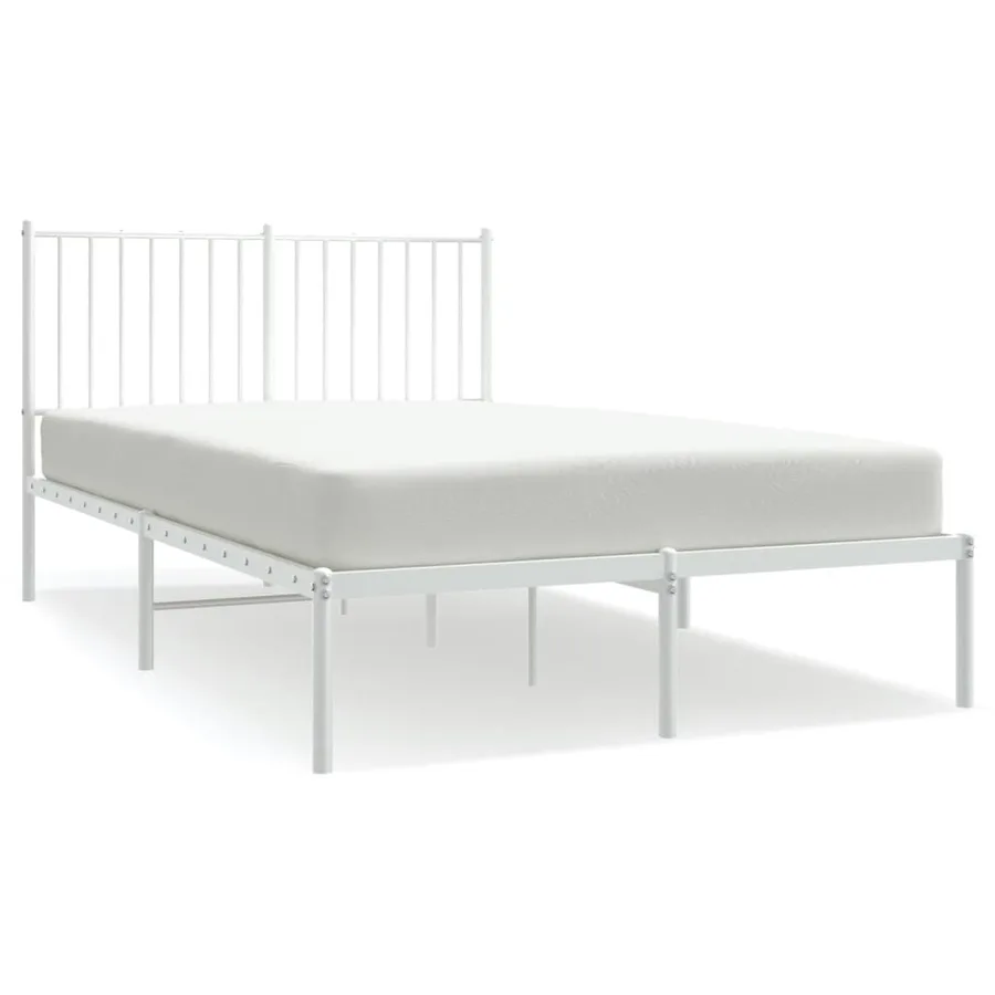 Cadre de lit métal sans matelas et tête de lit blanc 120x200 cm - 2