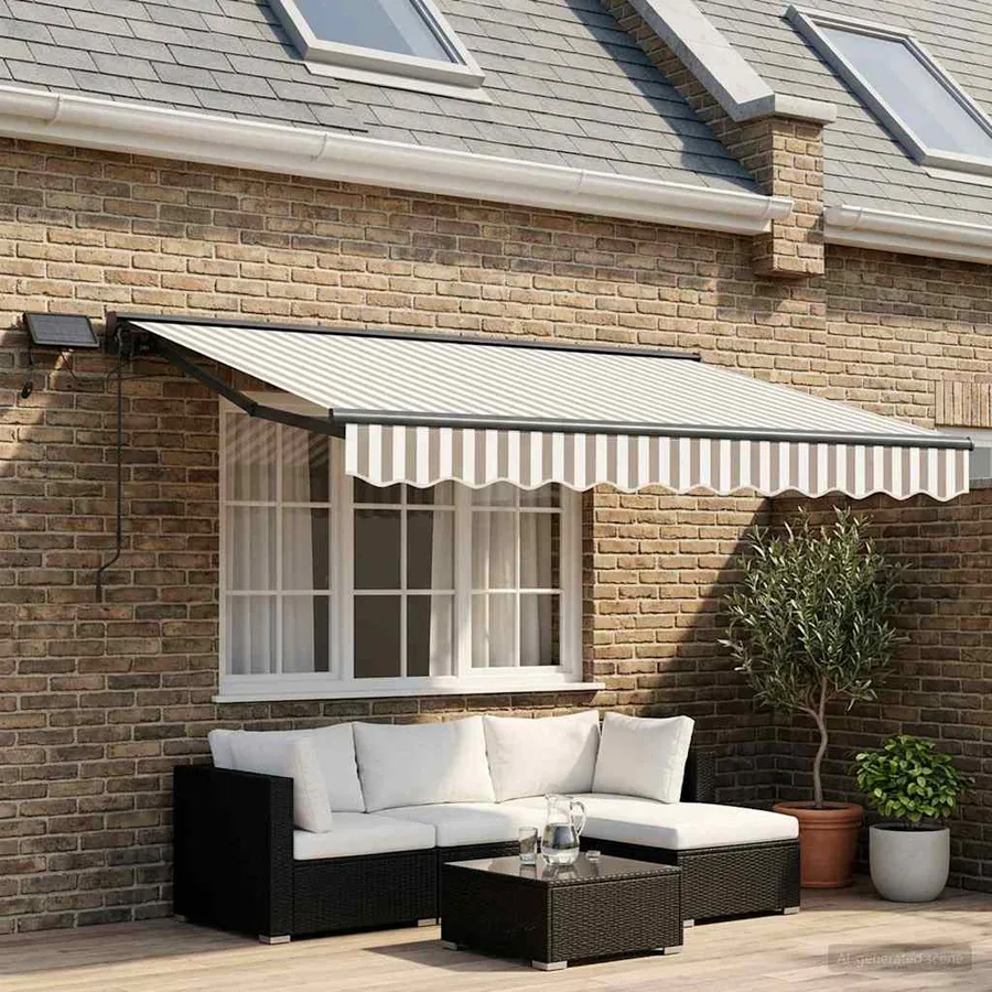 Cadre de store manuel avec LEDs Gris clair et blanc 2,5 x 2 m - 3