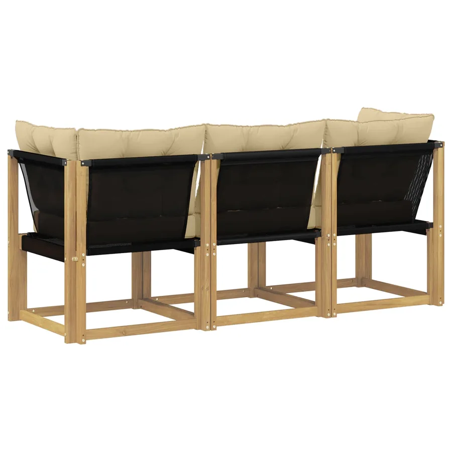 Canapé d’extérieur milieu et coin avec coussin 3 Pièce Blanc - 7