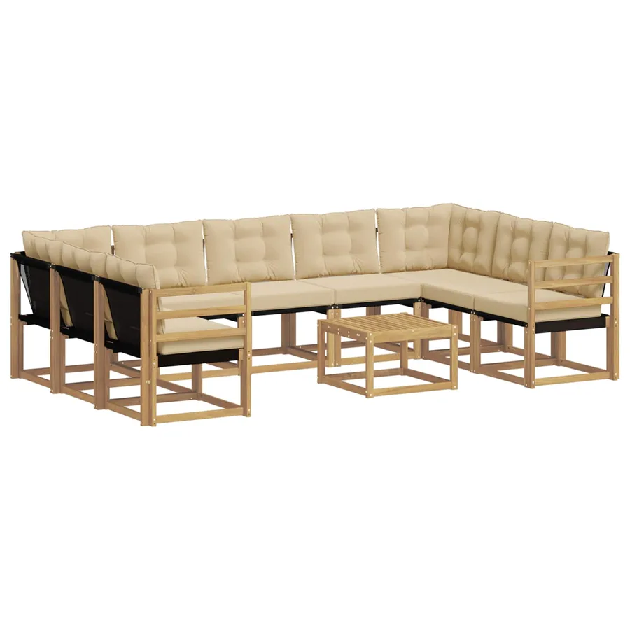 Ensemble de canapés d'extérieur 10 pcs Blanc et Beige - 2