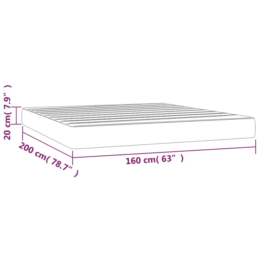 Matelas de lit à ressorts ensachés fermeté moyenne Blanc 160x200x20 cm - 7