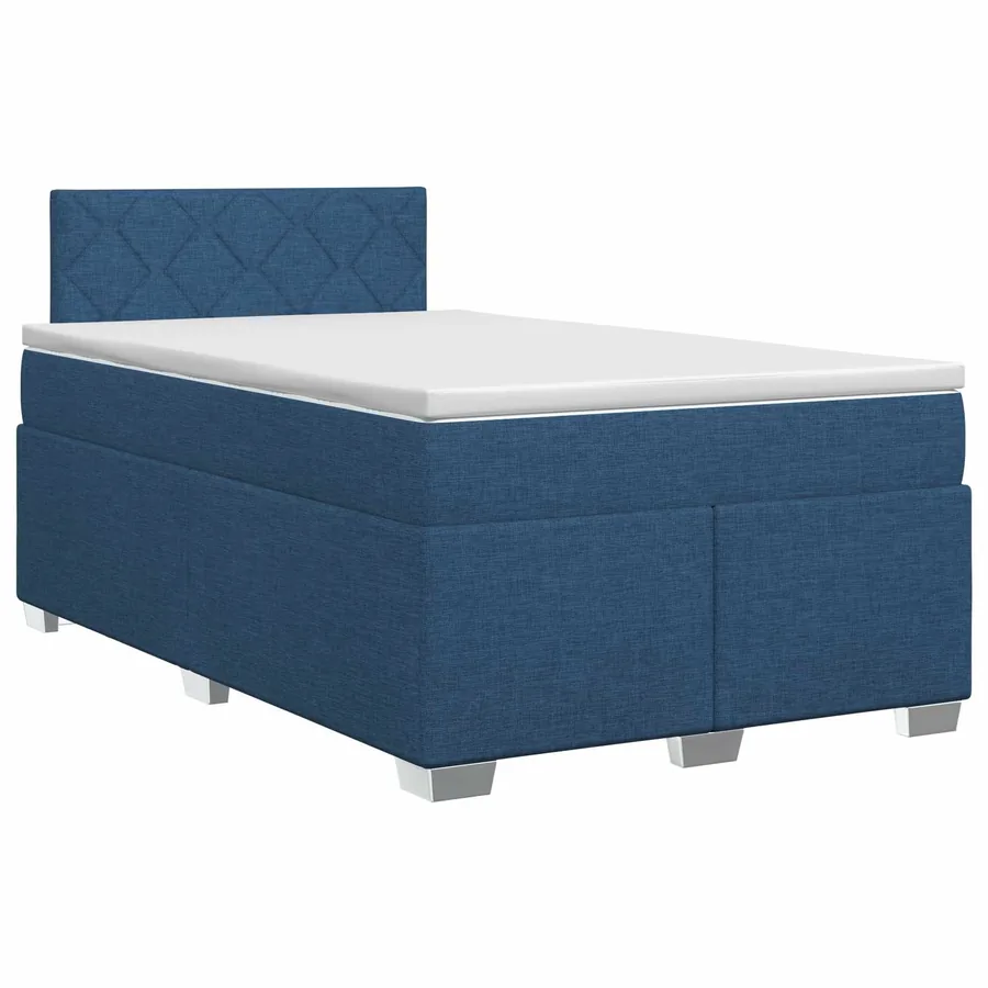 Lit boxspring avec matelas Bleu 120 x 190 cm Tissu