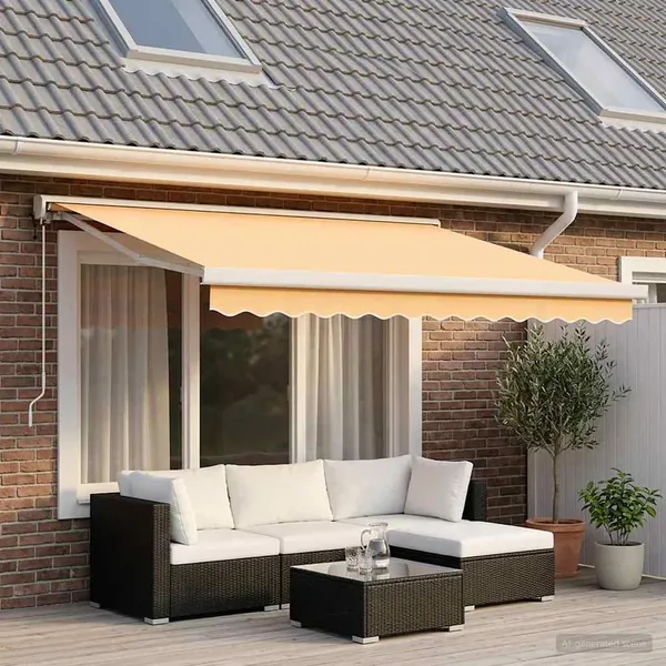 Auvent rétractable Sable 300 x 250 cm Tissu et Métal